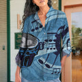 Drum Music Vintage Blouse | Casual Loose Shirt | Long Sleeve Plus Size Casual Shirt